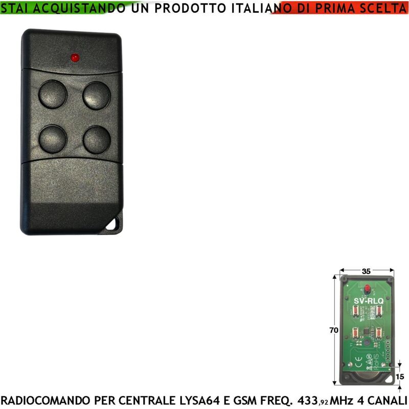 foto del prodotto radiocomando inserimento e disinserimento totale e parziale tipo giorno notte per sistema di allarme lysa64 e lysa gsm sydra 4 canali frequenza