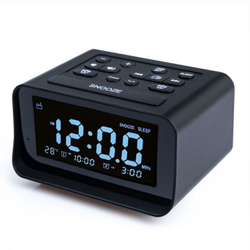 foto del prodotto radiosveglia digitale con doppio caricatore usb per camera da letto, volume e luminosit della sveglia regolabili nero 