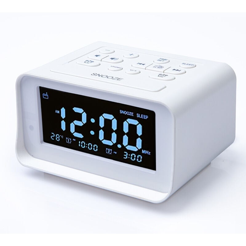 foto del prodotto radiosveglia digitale con doppio caricatore usb per camera da letto, volume sveglia e luminosit regolabili bianco 