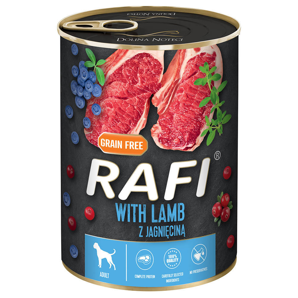 foto del prodotto rafi adulti, 24 x 400 g con agnello, mirtilli e mirtilli rossi