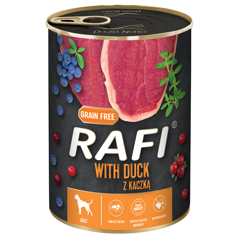 foto del prodotto rafi adulti, 24 x 400 g con anatra, mirtilli e mirtilli rossi