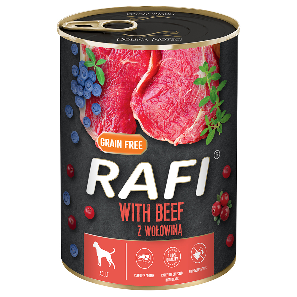 foto del prodotto rafi adulti, 24 x 400 g con manzo, mirtilli e mirtilli rossi