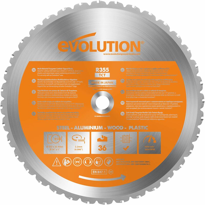 foto del prodotto rage lama multiuso con punte al carburo di tungsteno 355 mm evolution power tools