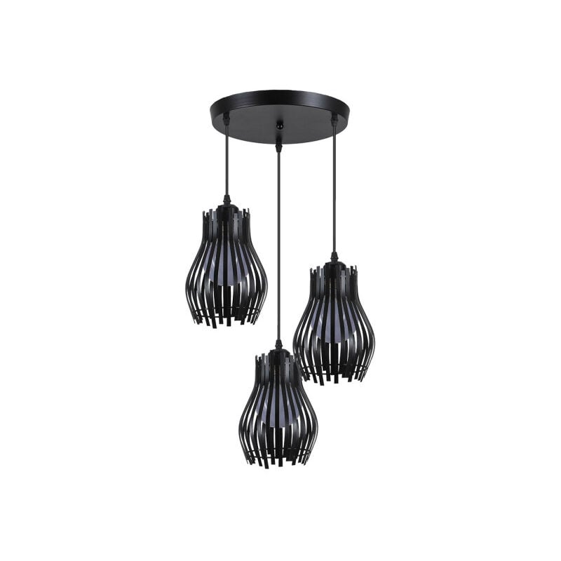 foto del prodotto ragusa lampada da soffitto nera 3xe27 regx36x36cm - fabrilamp