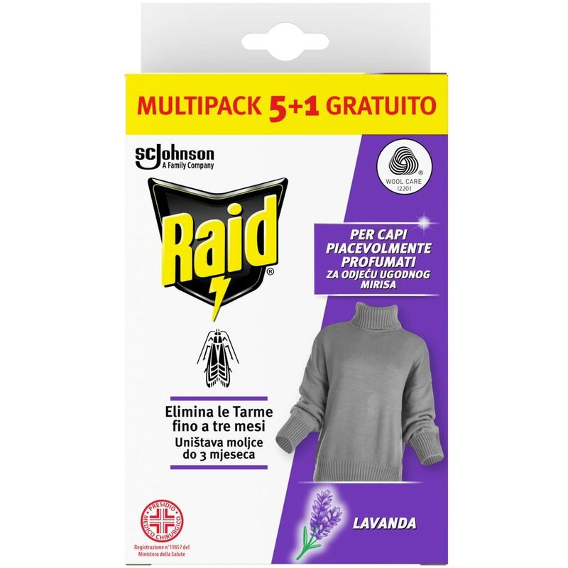 foto del prodotto raid anti tarme gel vestiti, per capi piacevolmente profumati, fragranza alla lavanda, 6 pezzi