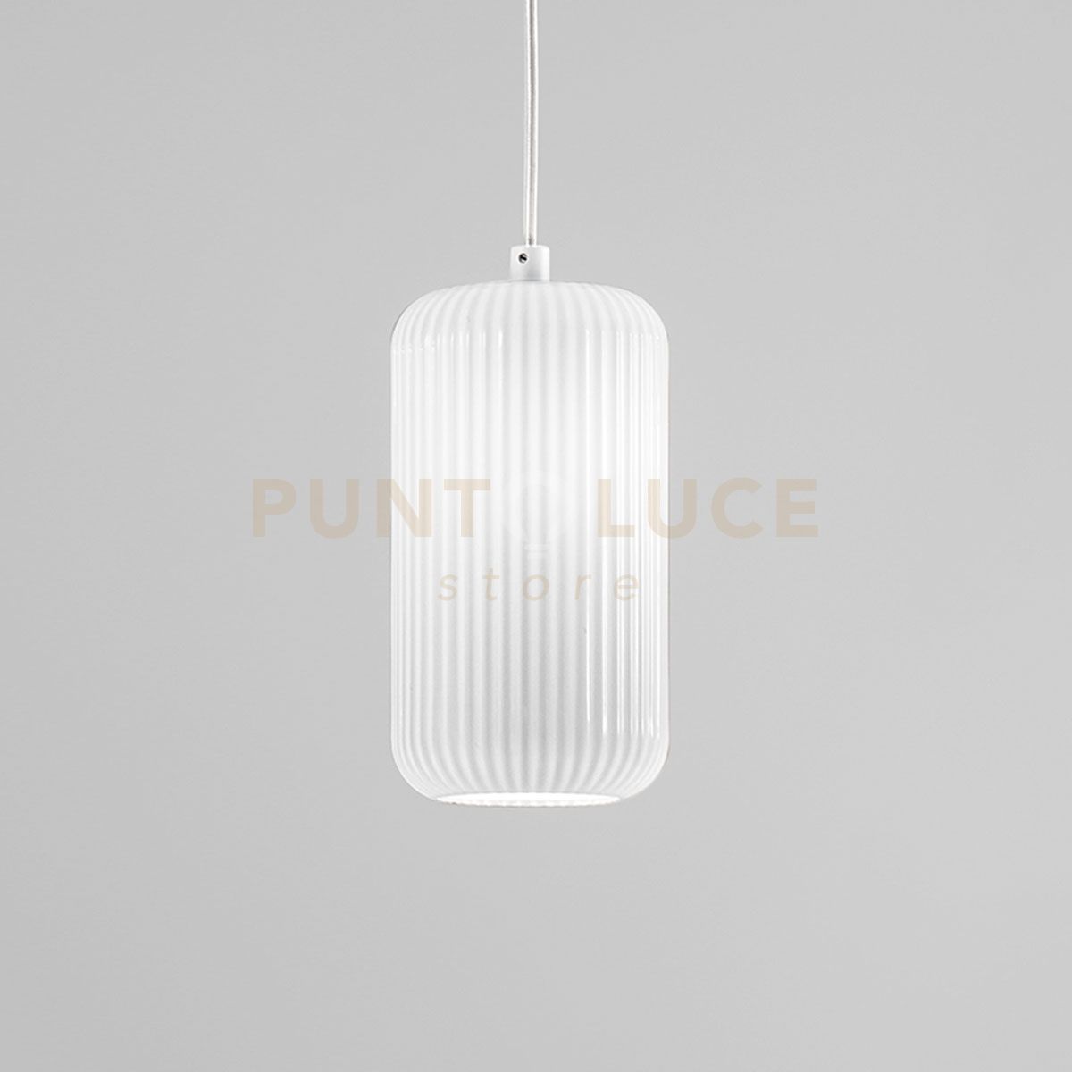 foto del prodotto raika v g vetro soffiato bianco opale con decorazione coste verticali d.15,3cm
