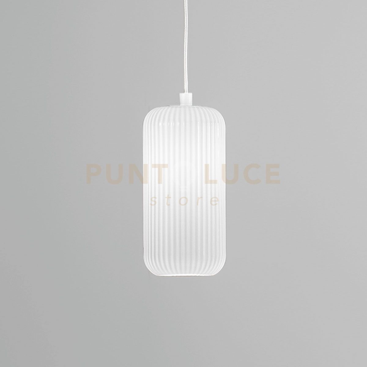 foto del prodotto raika v p vetro soffiato bianco opale con decorazione coste verticali d.12,3cm