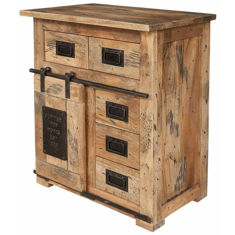 foto del prodotto railway 111 com in legno di mango laccato natur 70x45x85