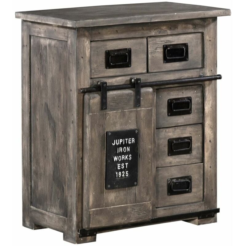 foto del prodotto railway 211 com in legno di mango laccato grigio 70x45x85