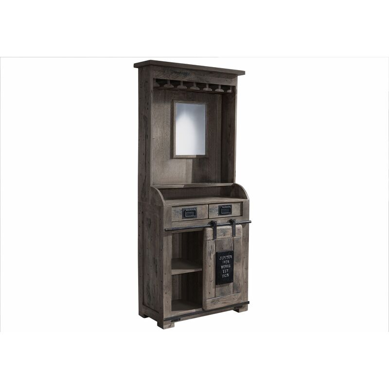 foto del prodotto railway 241 mobile bar in legno di mango laccato grigio 75x35x170