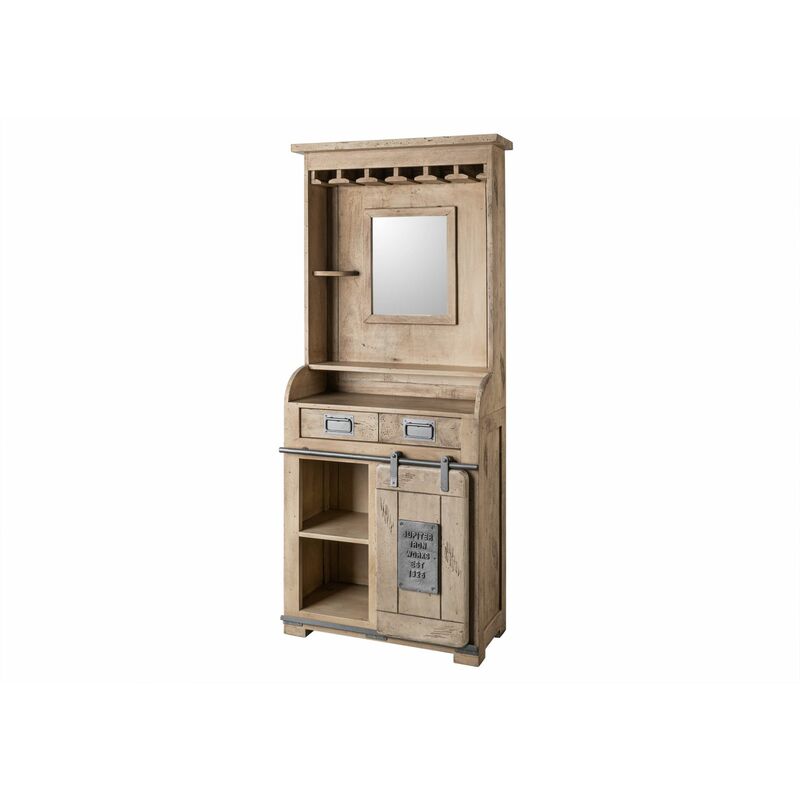 foto del prodotto railway 341 mobile bar in legno di mango laccato whitewash 75x35x170
