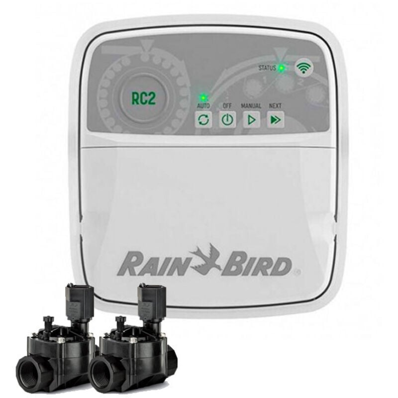 foto del prodotto rain bird programmatore automatico di irrigazione wifi rc2 4 zone interne 2 elettrovalvole 100hv 24v da 1 
