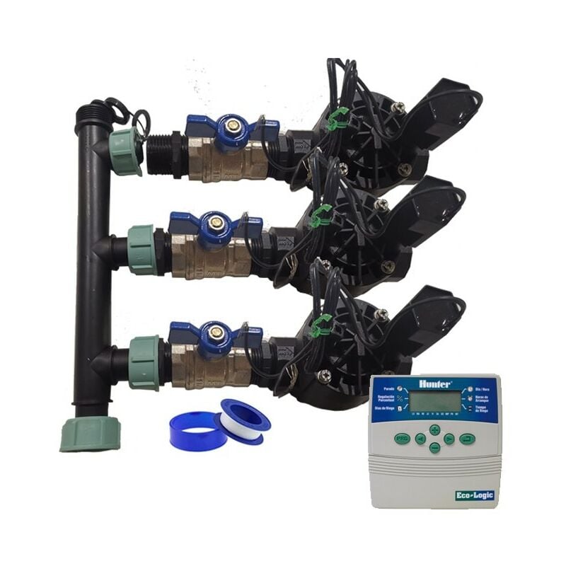 foto del prodotto rain bird sistema di irrigazione automatica a 3 zone con programmatore elc401 elettrovalvole hv 1 24v