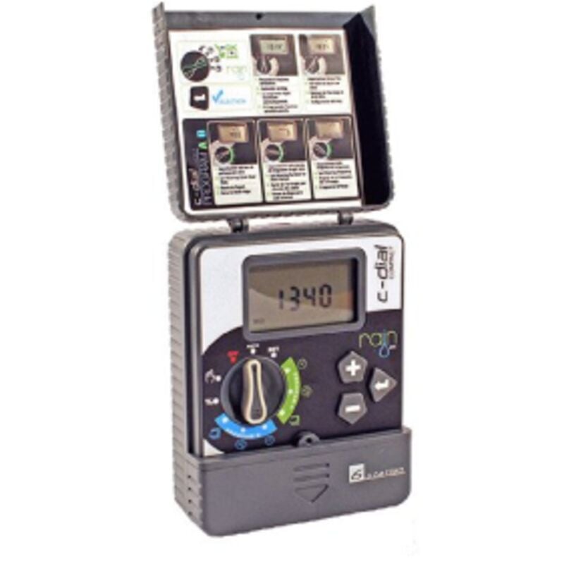 foto del prodotto rain c dial centralina per irrigazione da interno programmatore elettrovalvole con solenoidi 4 zone a 24 vac