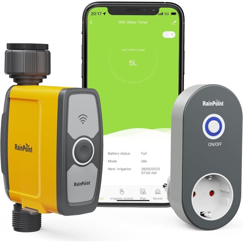 foto del prodotto rain point ordinateur d'irrigation wifi, horloge d'arrosage de jardin avec application/commande vocale, tanche et pour jardin, serre,