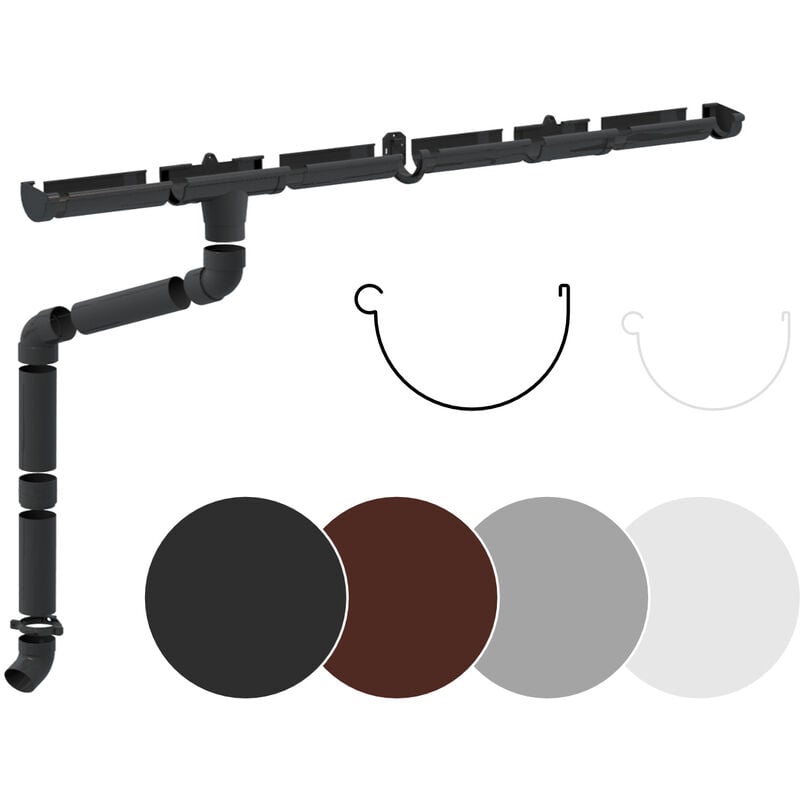 foto del prodotto rainway set completo di grondaie per la pioggia superfici del tetto 100m pvc in 4 colori 130 antracite, set completo 4 metri
