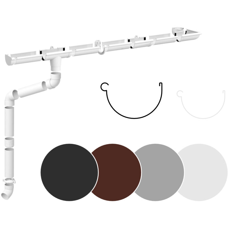 foto del prodotto rainway set completo di grondaie per la pioggia superfici del tetto 100m pvc in 4 colori 130 bianco, set completo 2 metri