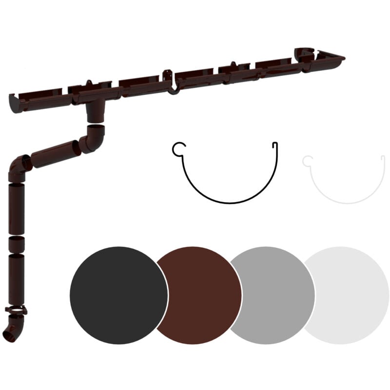foto del prodotto rainway set completo di grondaie per la pioggia superfici del tetto 100m pvc in 4 colori 130 marrone, set completo 6 metri
