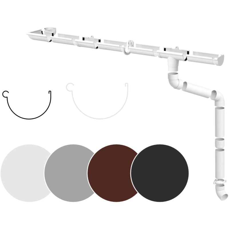 foto del prodotto rainway set completo di grondaie per la pioggia superfici del tetto 100m pvc in 4 colori 90 bianco, set completo 4 metri