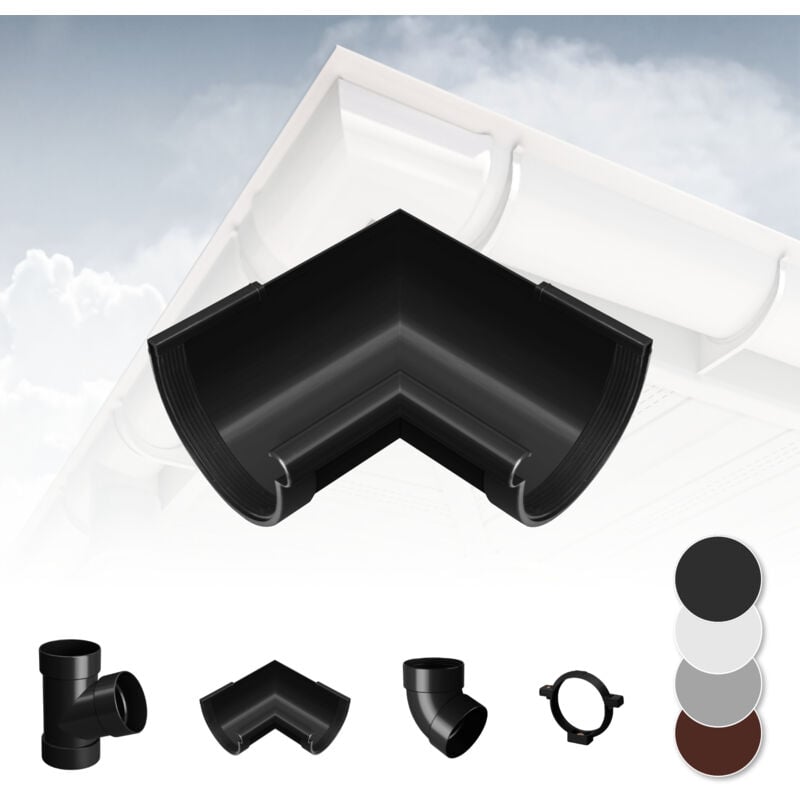 foto del prodotto rainway sistema di grondaie 130mm in plastica pvc, selezione di componenti 130 antracite, angolo interno 90