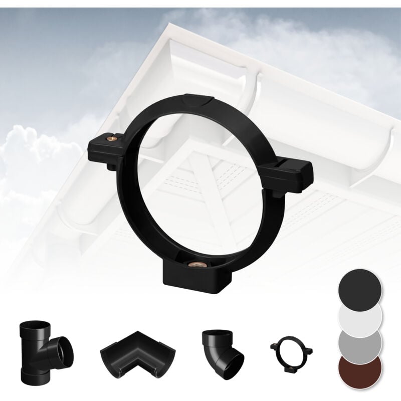 foto del prodotto rainway sistema di grondaie 130mm in plastica pvc, selezione di componenti 130 antracite, morsetto per tubi