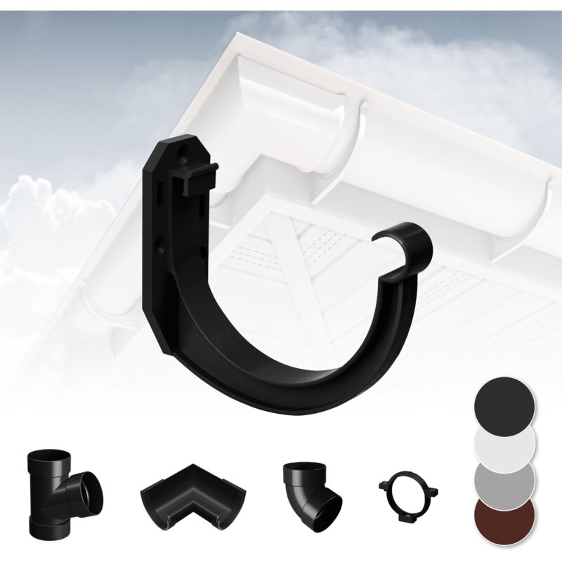 foto del prodotto rainway sistema di grondaie 130mm in plastica pvc, selezione di componenti 130 antracite, staffa per grondaia