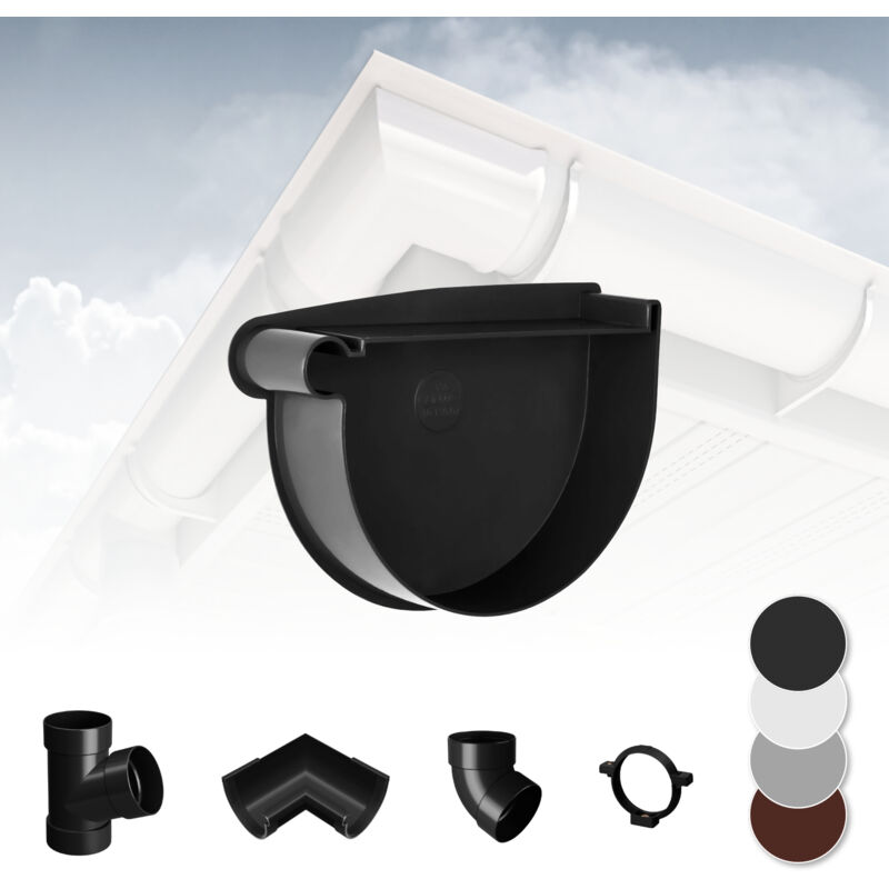 foto del prodotto rainway - sistema di grondaie - 130mm in plastica pvc, selezione di componenti 130 antracite, tappo del raccordo a sinistra