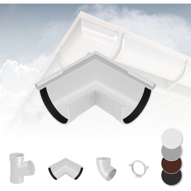 foto del prodotto rainway sistema di grondaie 130mm in plastica pvc, selezione di componenti 130 bianco, angolo esterno 90