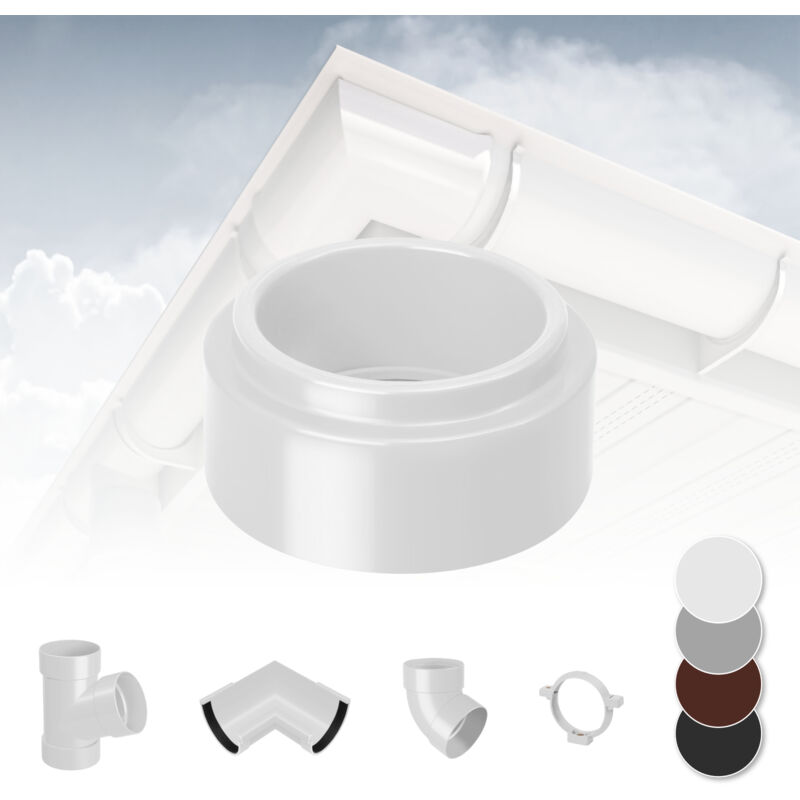 foto del prodotto rainway sistema di grondaie 130mm in plastica pvc, selezione di componenti 130 bianco, connettore a gomito