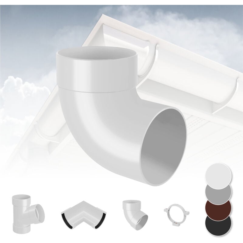foto del prodotto rainway sistema di grondaie 130mm in plastica pvc, selezione di componenti 130 bianco, curva 87 singola
