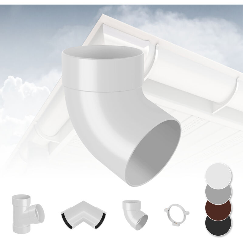 foto del prodotto rainway sistema di grondaie 130mm in plastica pvc, selezione di componenti 130 bianco, curva del tubo 67 singola