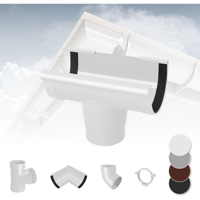 foto del prodotto rainway sistema di grondaie 130mm in plastica pvc, selezione di componenti 130 bianco, guscio di collegamento alla grondaia