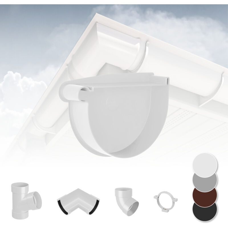 foto del prodotto rainway sistema di grondaie 130mm in plastica pvc, selezione di componenti 130 bianco, tappo del raccordo a sinistra