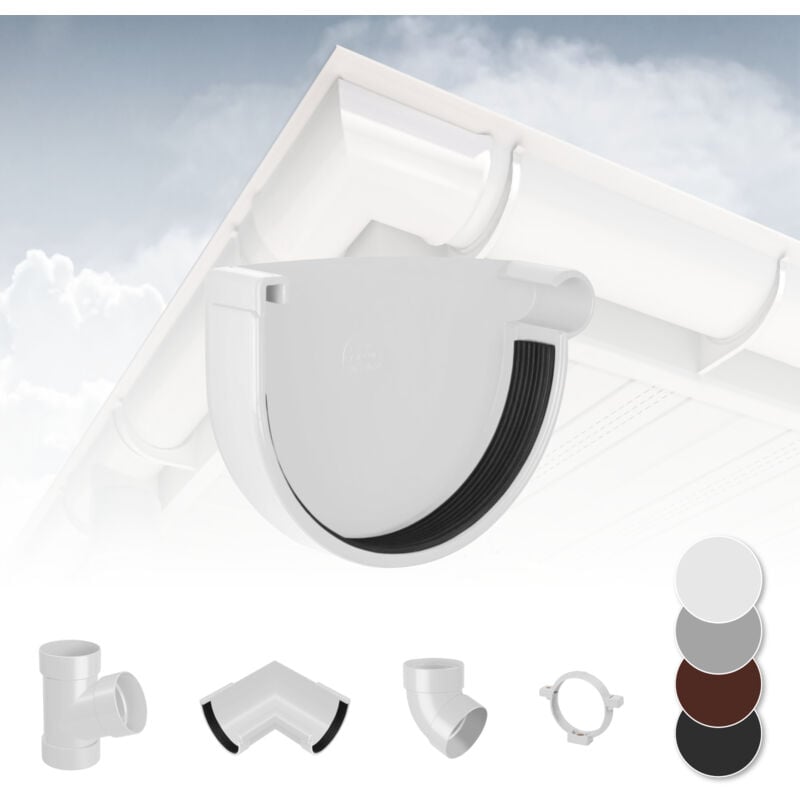 foto del prodotto rainway sistema di grondaie 130mm in plastica pvc, selezione di componenti 130 bianco, tappo di grondaia a destra