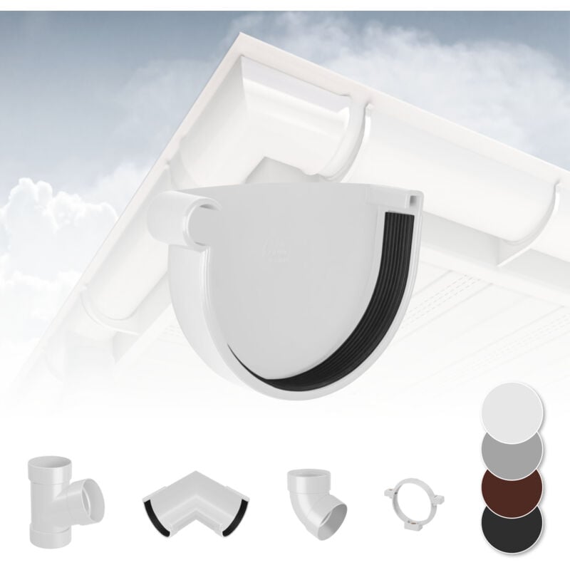 foto del prodotto rainway sistema di grondaie 130mm in plastica pvc, selezione di componenti 130 bianco, tappo di grondaia a sinistra