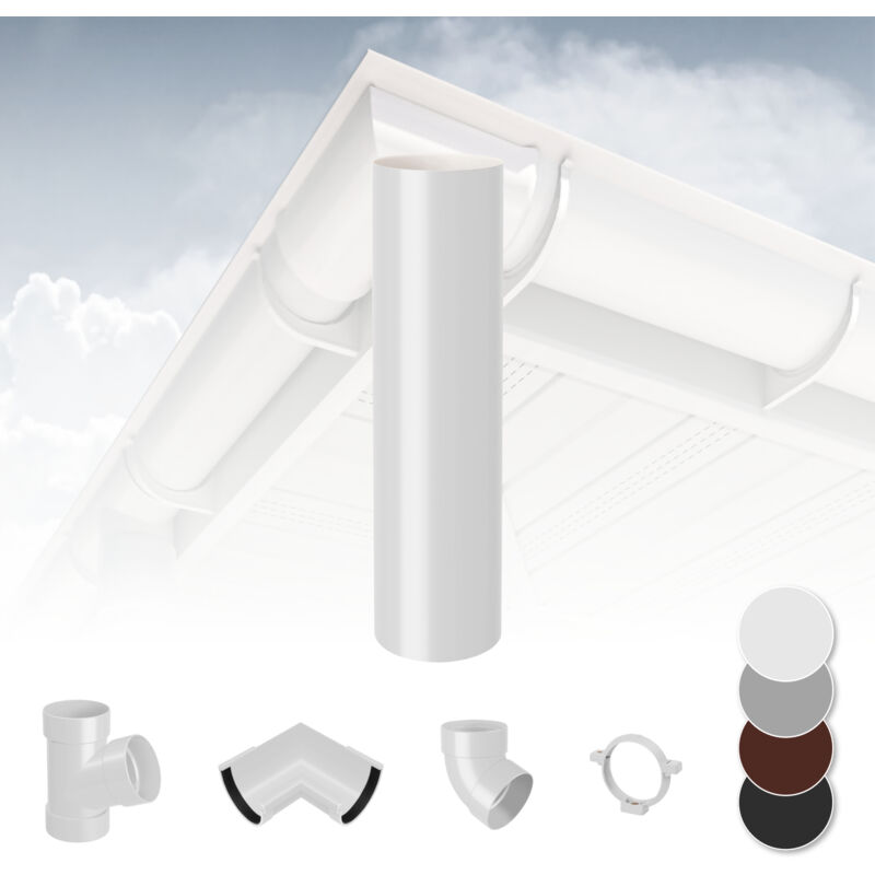 foto del prodotto rainway sistema di grondaie 130mm in plastica pvc, selezione di componenti 130 bianco, tubo di scarico