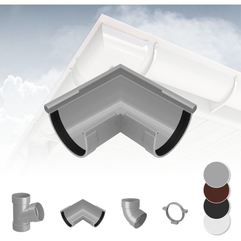foto del prodotto rainway sistema di grondaie 130mm in plastica pvc, selezione di componenti 130 grigio, angolo esterno 90