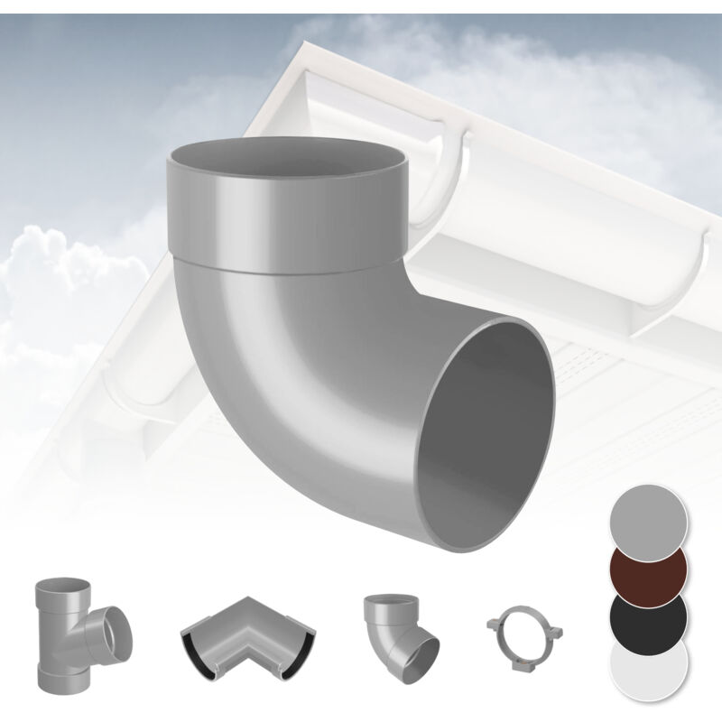 foto del prodotto rainway sistema di grondaie 130mm in plastica pvc, selezione di componenti 130 grigio, curva 87 singola