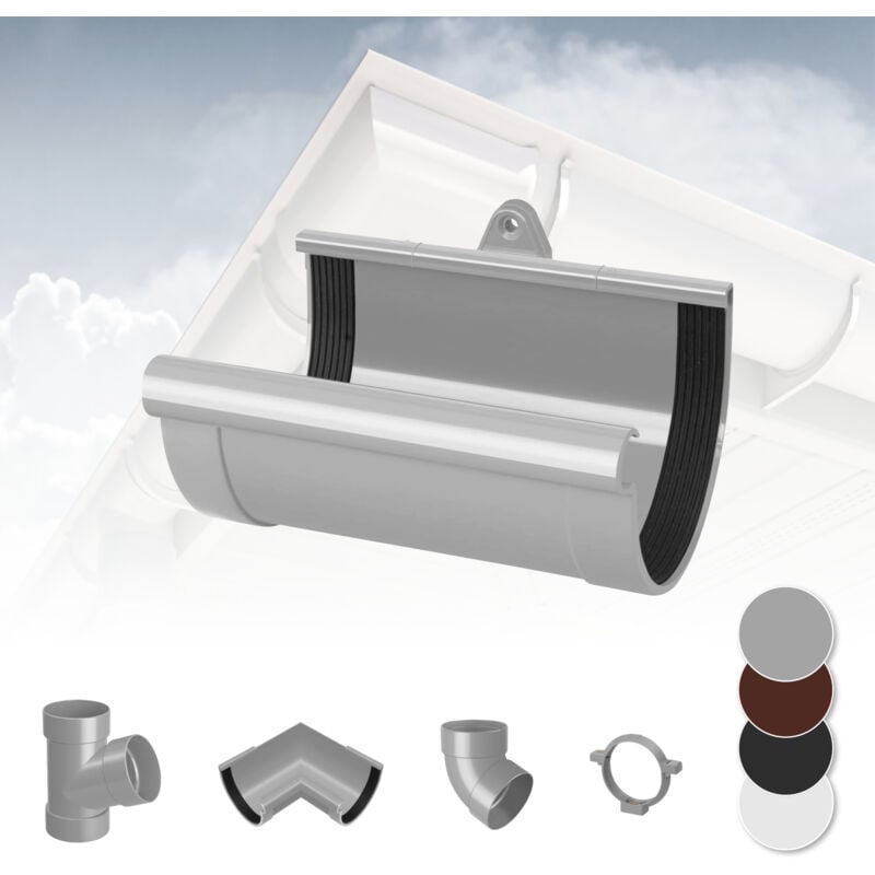 foto del prodotto rainway sistema di grondaie 130mm in plastica pvc, selezione di componenti 130 grigio, guscio di collegamento alla grondaia
