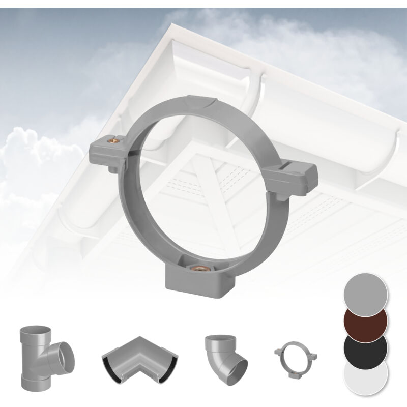 foto del prodotto rainway sistema di grondaie 130mm in plastica pvc, selezione di componenti 130 grigio, morsetto per tubi