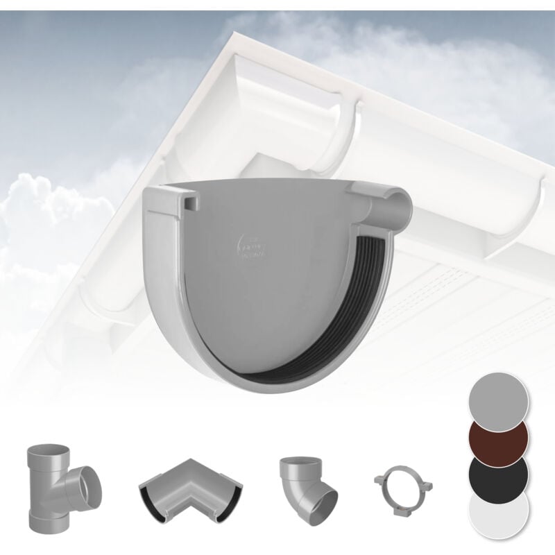 foto del prodotto rainway sistema di grondaie 130mm in plastica pvc, selezione di componenti 130 grigio, tappo di grondaia a destra