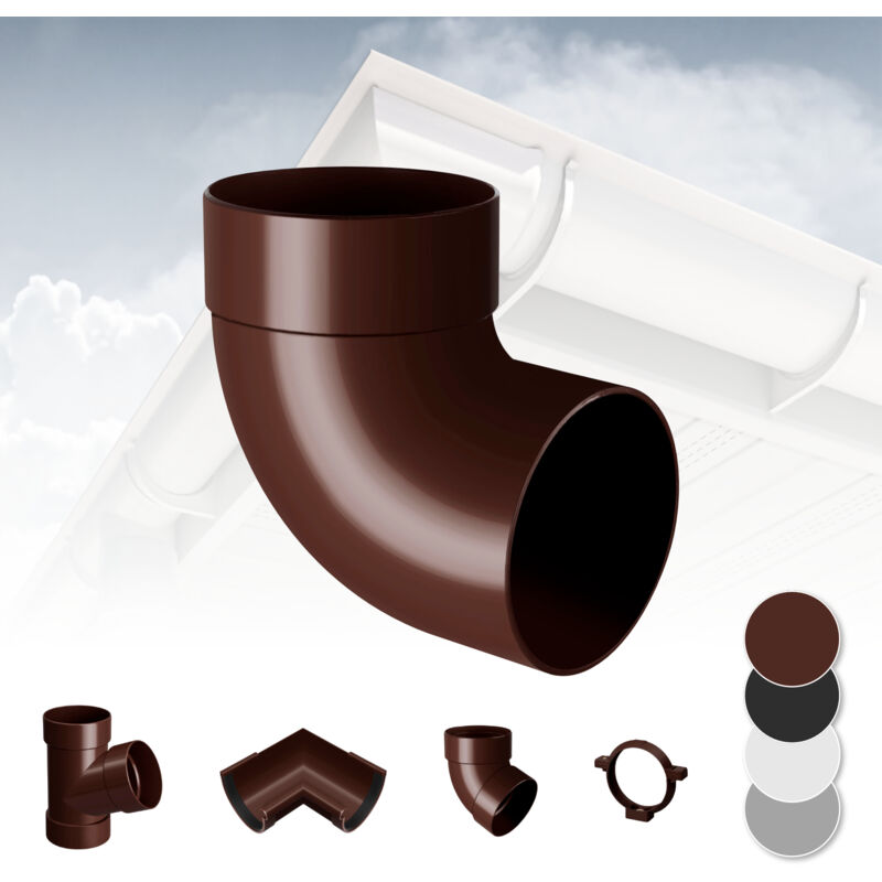foto del prodotto rainway sistema di grondaie 130mm in plastica pvc, selezione di componenti 130 marrone, curva 87 singola
