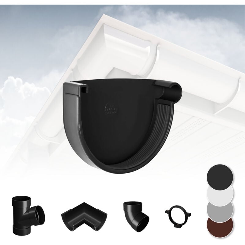 foto del prodotto rainway sistema di grondaie 90mm in plastica pvc, selezione di componenti 90 antracite, tappo di grondaia a destra