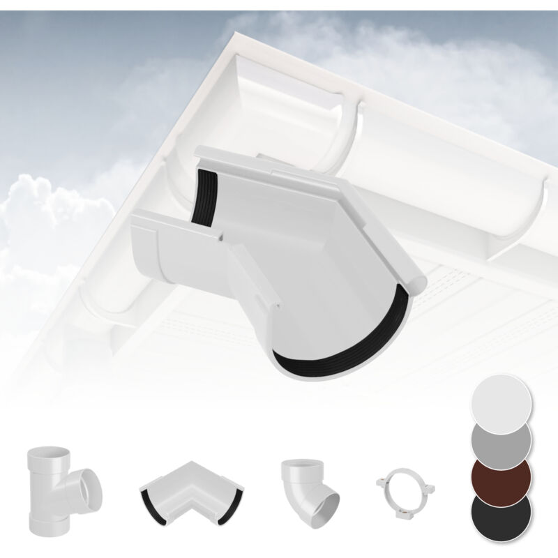 foto del prodotto rainway sistema di grondaie 90mm in plastica pvc, selezione di componenti 90 bianco, angolo esterno 135