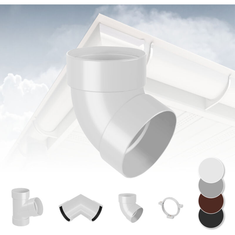 foto del prodotto rainway sistema di grondaie 90mm in plastica pvc, selezione di componenti 90 bianco, curva 67 doppia