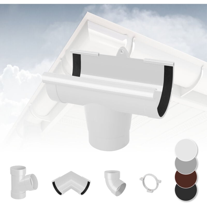 foto del prodotto rainway sistema di grondaie 90mm in plastica pvc, selezione di componenti 90 bianco, guscio di collegamento alla grondaia