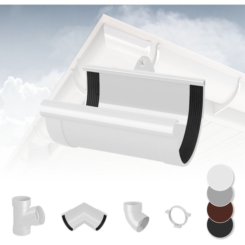 foto del prodotto rainway sistema di grondaie 90mm in plastica pvc, selezione di componenti 90 bianco, guscio di collegamento alla grondaia