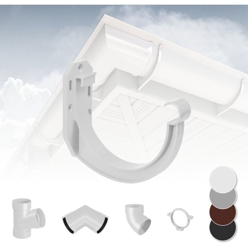 foto del prodotto rainway sistema di grondaie 90mm in plastica pvc, selezione di componenti 90 bianco, staffa per grondaia
