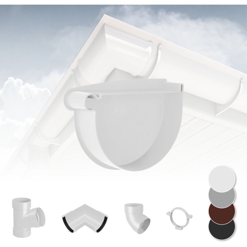 foto del prodotto rainway sistema di grondaie 90mm in plastica pvc, selezione di componenti 90 bianco, tappo del raccordo a sinistra