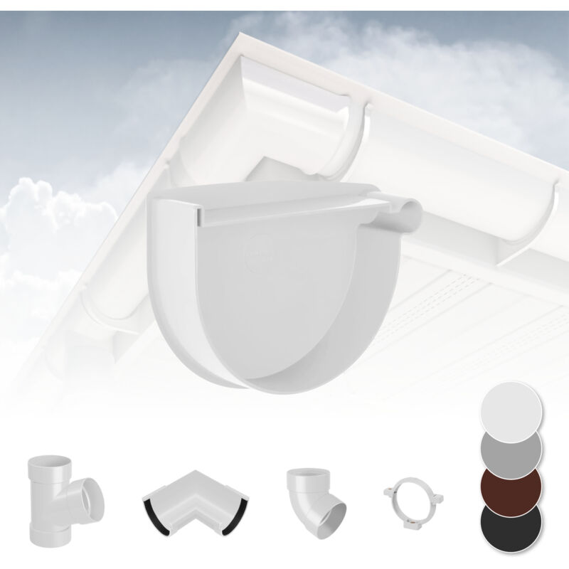 foto del prodotto rainway sistema di grondaie 90mm in plastica pvc, selezione di componenti 90 bianco, tappo terminale del raccordo a destra